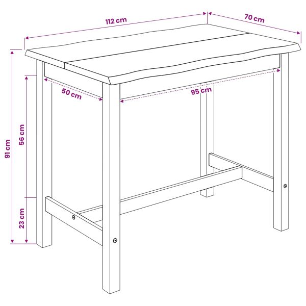 VidaXL Висока бар маса EKAI Черно 112 x 70 x 91 см