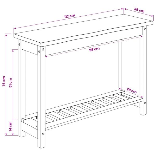 VidaXL Конзолна маса с рафт със съхранение EKAI Бяло 112 x 35 x 76 см