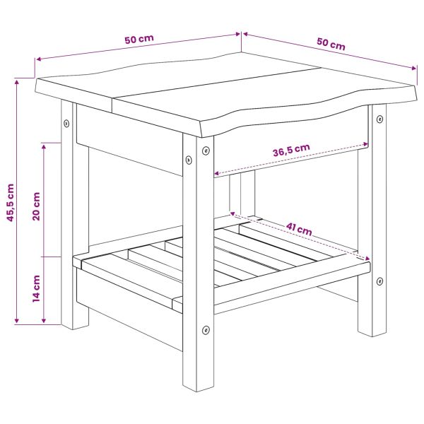 VidaXL Странична маса с рафт EKAI Черно 50 x 50 x 45,5 см