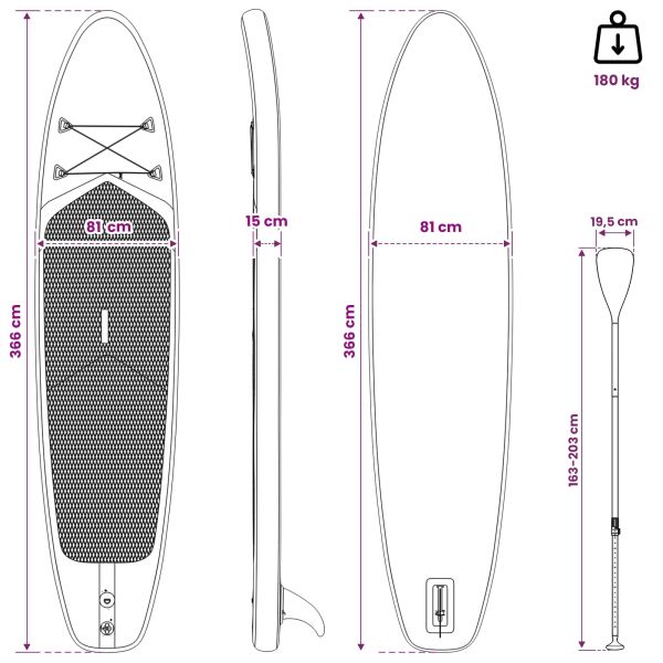 Надуваема дъска за Paddle Board TRITON 366 x 81 x 15 см Синьо