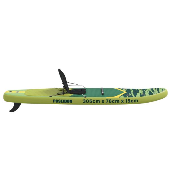 SUP дъска с седалка 2 в 1 POSEIDON 305 x 76 x 15 cm Зелено за