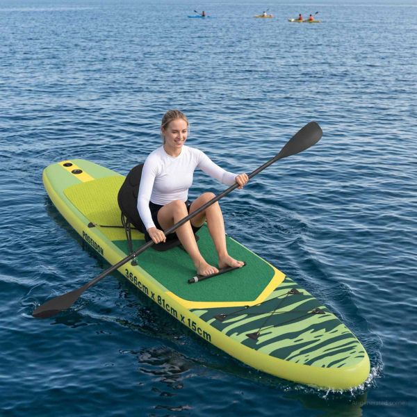 SUP дъска с седалка 2 в 1 POSEIDON 366 x 81 x 15 см Зелено за