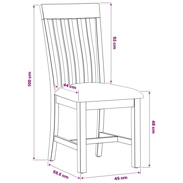 Трапезен стол 2 pcs Масивен дъб Черно 45 x 59,5 x 100 см