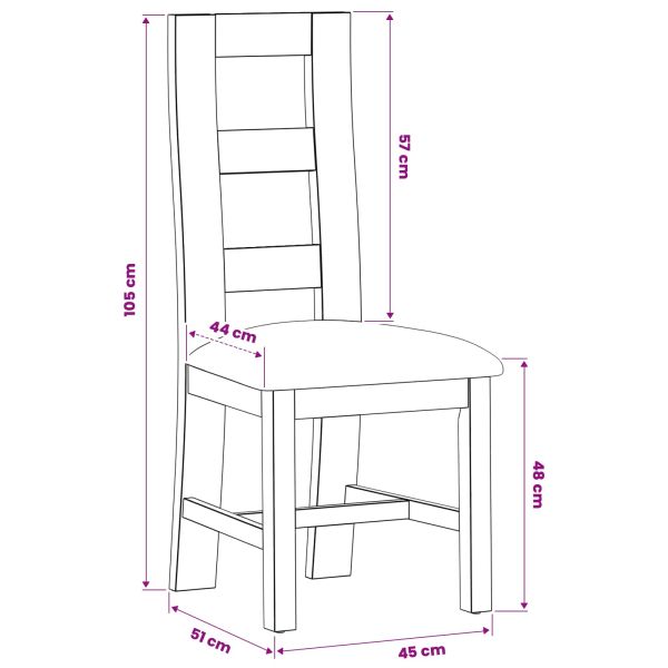 Трапезен стол 2 pcs Масивен дъб Сиво 45 x 51 x 105 см