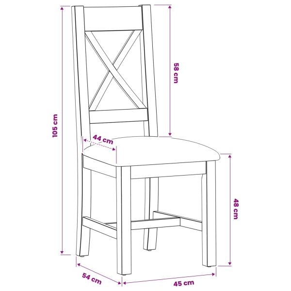 Трапезен стол 2 pcs Масивен дъб Черно 45 x 54 x 105 см