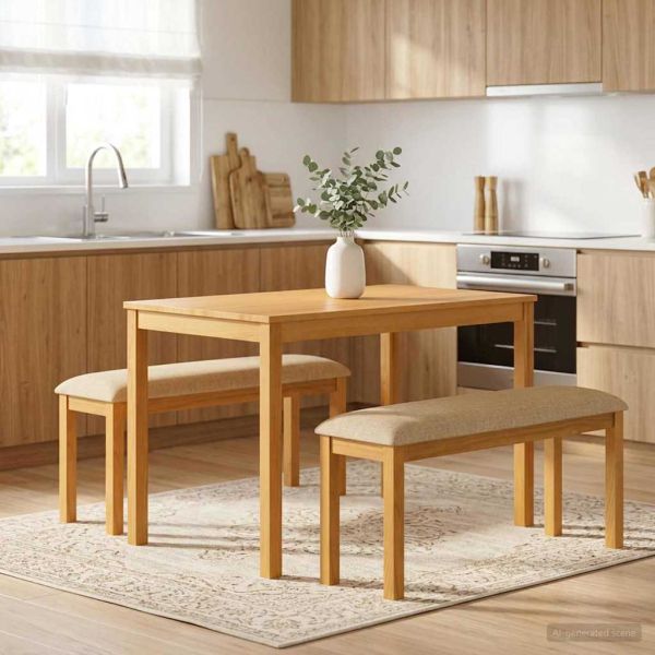 Пейка за хранене 95 x 32 x 45 см Масивен дъб Бежово