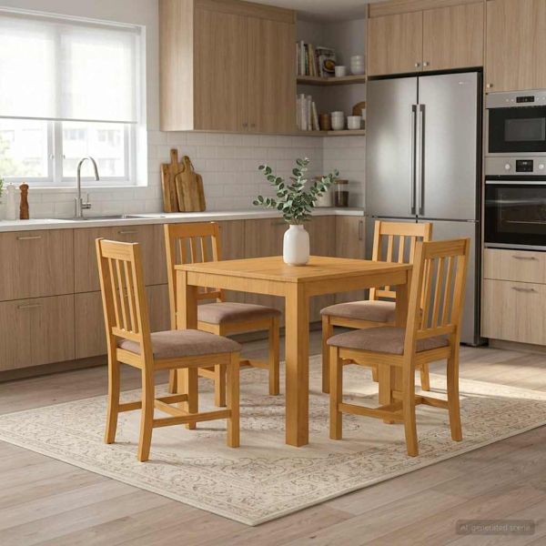 Трапезна маса 90 x 90 x 75 cm Масивен дъб Натурално Квадратна