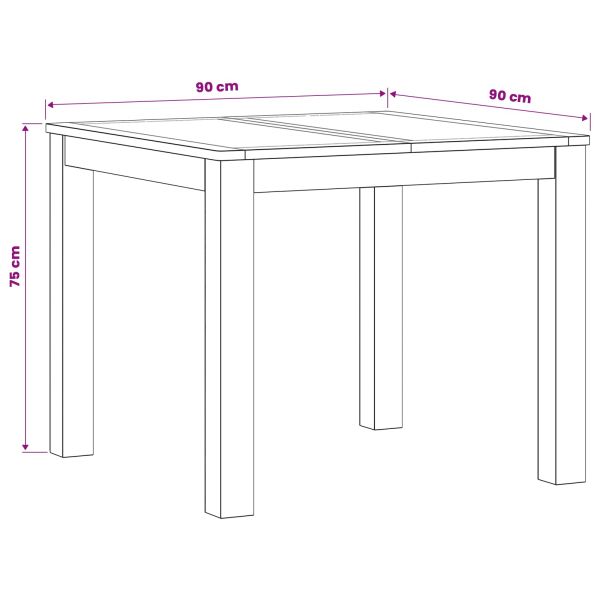 Трапезна маса 90 x 90 x 75 cm Масивен дъб Натурално Квадратна