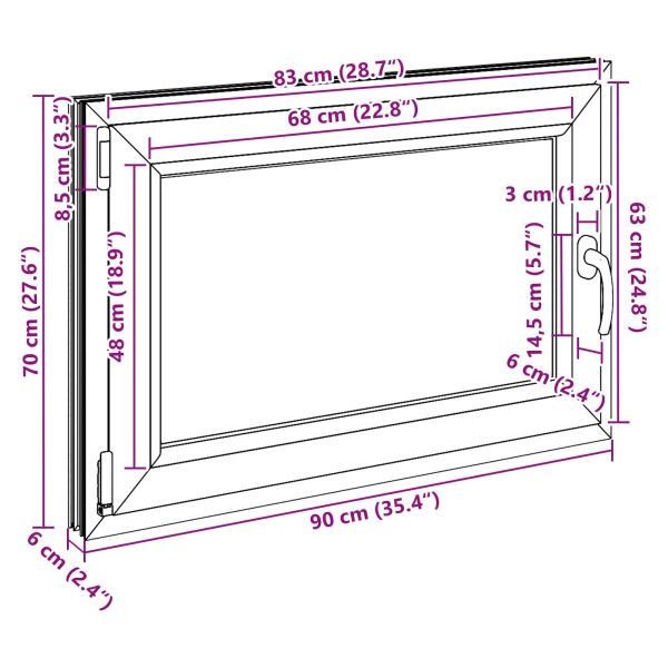 Прозорец за мазе RISOR 90 x 70 cm PVC и стъкло Бяло
