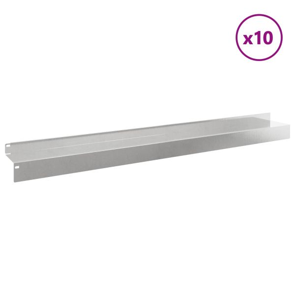 Ограда за трева 10 pcs 100 x 10 x 8 см Стомана Сребристо