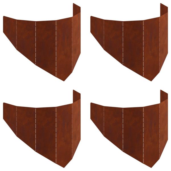 Ограда за трева 4 pcs 100 x 45 cm Стомана Ръждясало