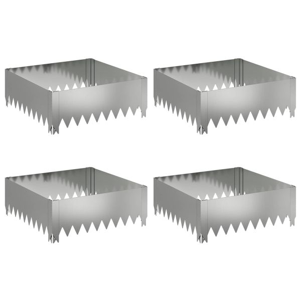 Ограда за трева 4 pcs 60 x 60 x 20 см Стомана Сребристо