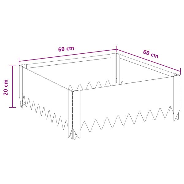 Ограда за трева 4 pcs 60 x 60 x 20 см Стомана Сребристо