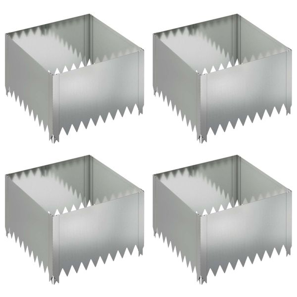 Ограда за трева 4 pcs 60 x 60 x 35 cm Стомана Сребристо