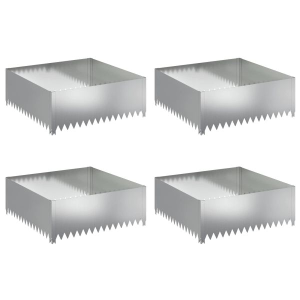 Ограда за трева 4 pcs 100 x 100 x 35 cm Стомана Сребристо