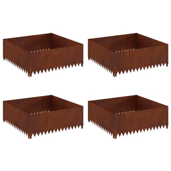 Ограда за трева 4 pcs 100 x 100 x 35 cm Стомана Ръждясало