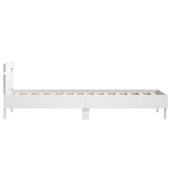 Легло с LED Бяло 80 x 200 cm Инженерна дървесина