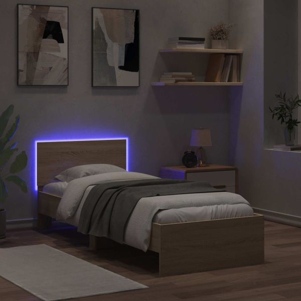 Легло с LED Дъб сонома 80 x 200 cm Инженерна дървесина
