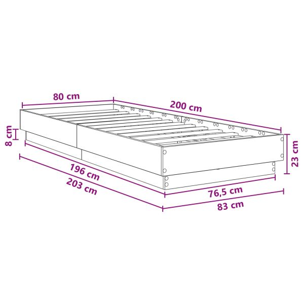 Легло с LED Бяло 80 x 200 cm Инженерна дървесина