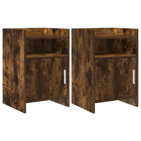 Нощни маси 2 pcs Опушен дъб 40 x 36 x 60 см Инженерна дървесина
