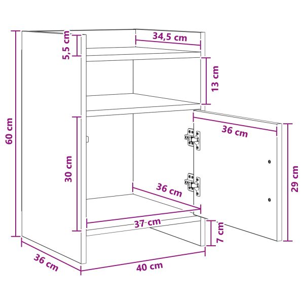 Нощни маси 2 pcs Старо дърво 40 x 36 x 60 см
