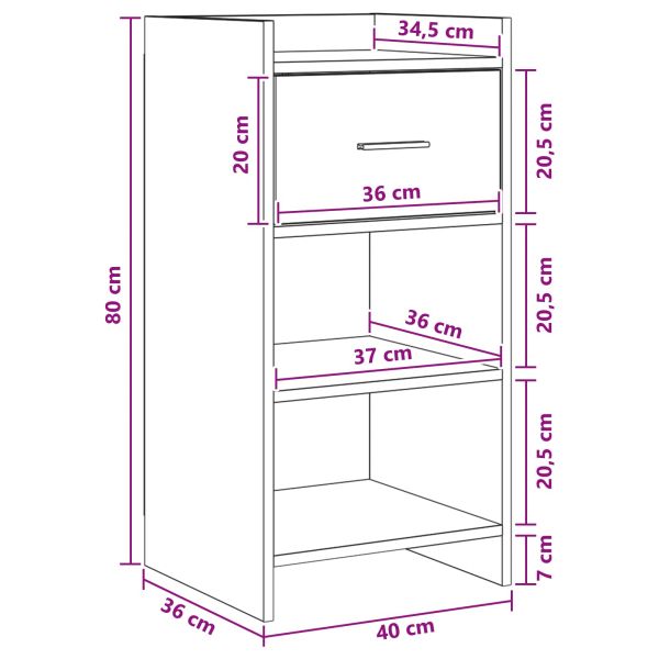 Служебен шкаф Черен дъб 40 x 36 x 80 см Инженерна дървесина