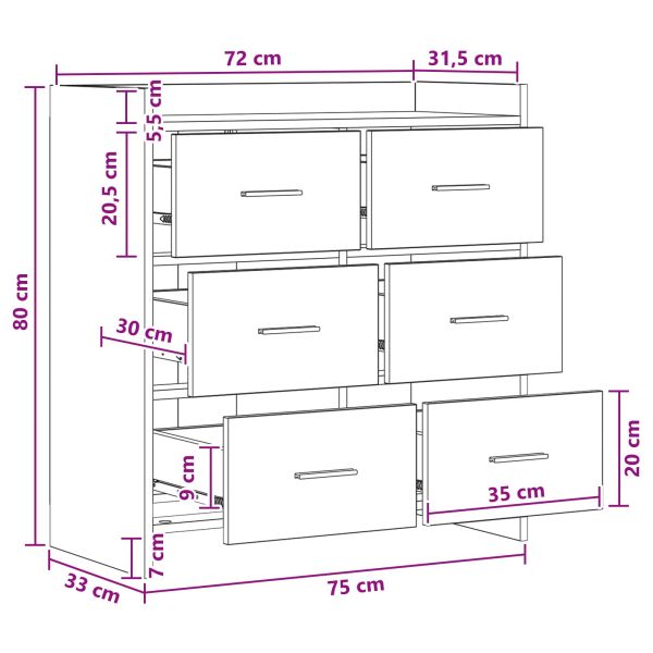 Служебен шкаф Опушен дъб 75 x 33 x 80 см Инженерна дървесина