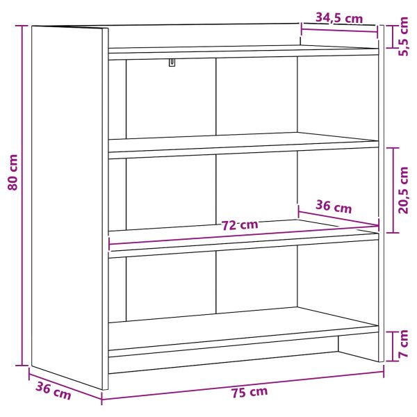 Служебен шкаф Черен дъб 75 x 36 x 80 см Инженерна дървесина
