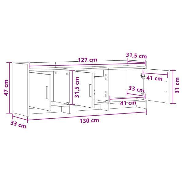 ТВ шкаф 130 x 33 x 47 см Сив Сонома Инженерна дървесина