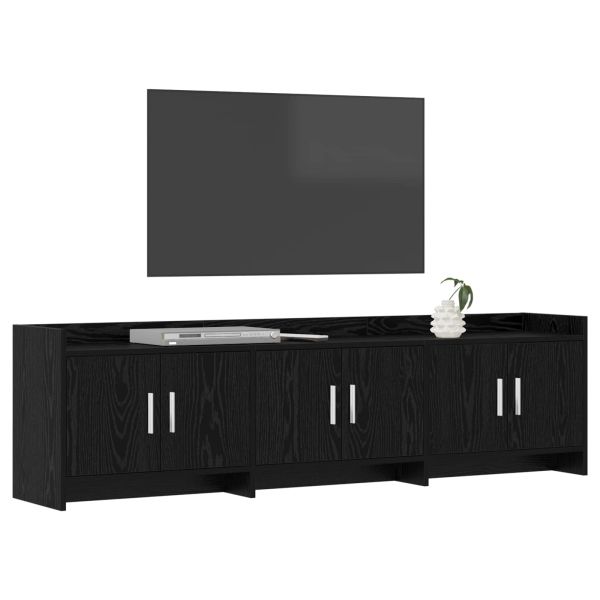ТВ шкаф 168 x 33 x 47 см Черен дъб Инженерна дървесина