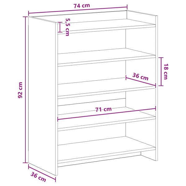 Шкаф за обувки Дъб сонома 73,5 x 36 x 92 см Инженерна дървесина