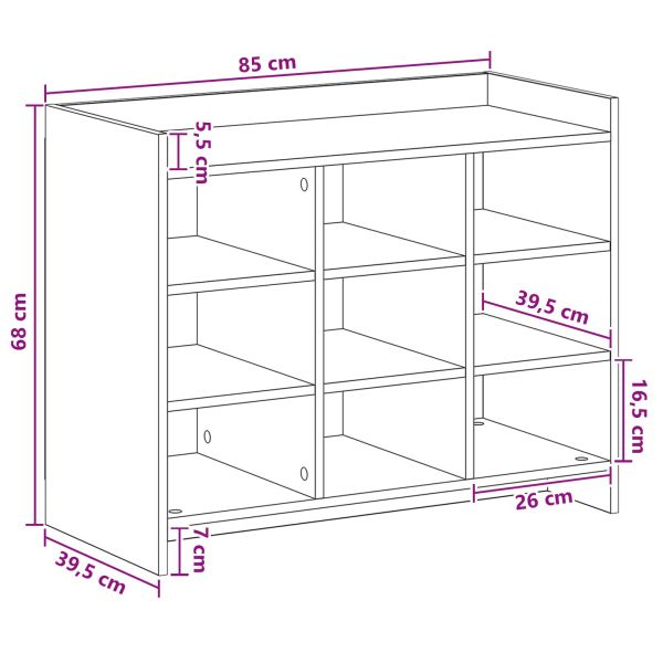 Шкаф за обувки Опушен дъб 85 x 39,5 x 70 см Инженерна дървесина