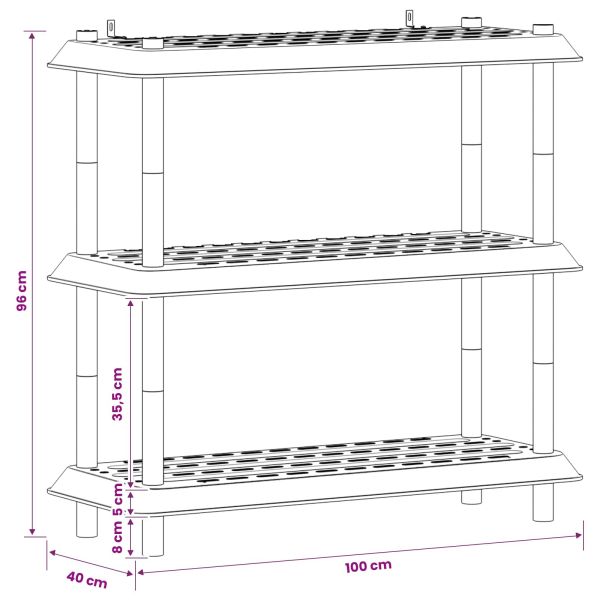 Рафтово единица 3 нива 100 x 40 x 96 см ПП Бяло