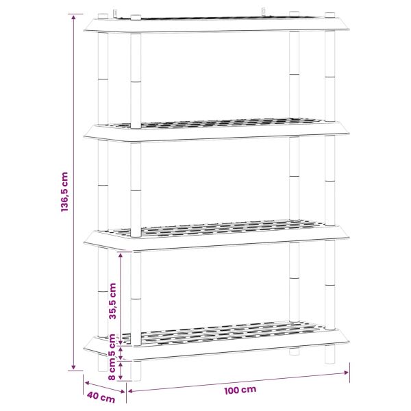 Рафтово единица 4 нива 100 x 40 x 136,5 см ПП Кафяво