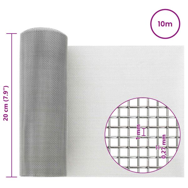 Мрежест екран 20 x 1000 см 20 Mesh Неръждаема стомана 201