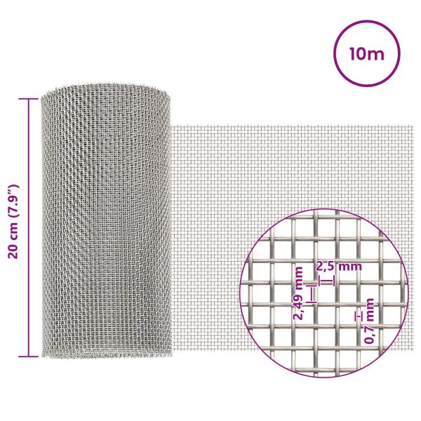 Мрежест екран 20 x 1000 см 8 Mesh Неръждаема стомана 201