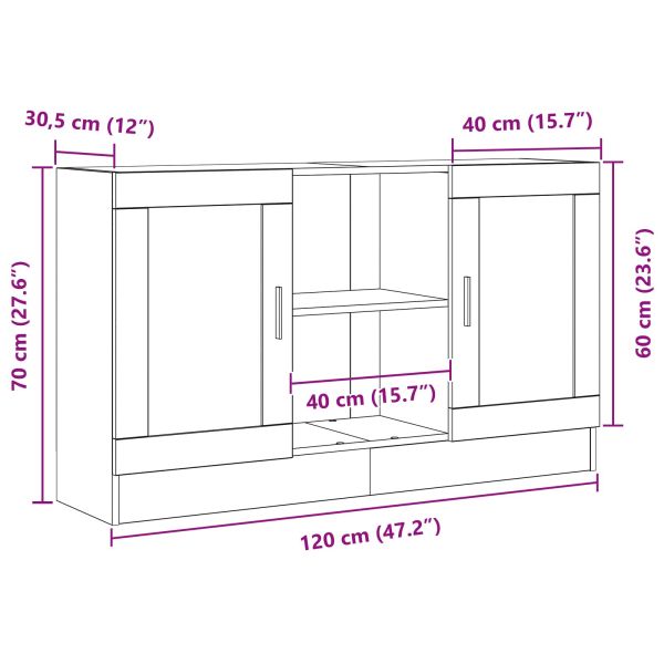 Служебен шкаф Черния дъб 120 x 30,5 x 70 см Инженерно дърво