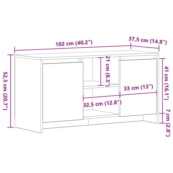 ТВ шкаф Черния дъб 102 x 37,5 x 52,5 см Инженерно дърво