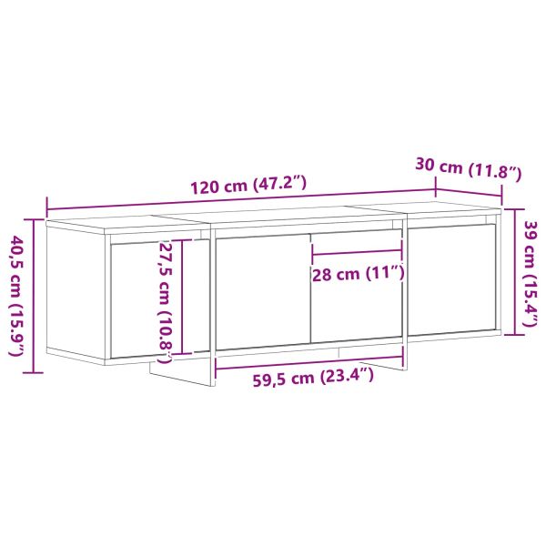 ТВ шкаф Черния дъб 120 x 30 x 40,5 см Инженерно дърво