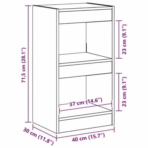 Шкаф за книги Черния дъб 40 x 30 x 71,5 см Инженерно дърво