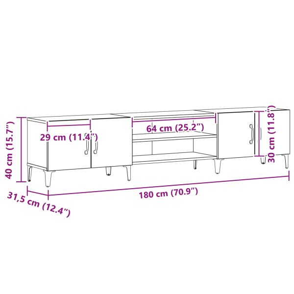 ТВ шкаф Черния дъб 180 x 31,5 x 40 см Инженерно дърво