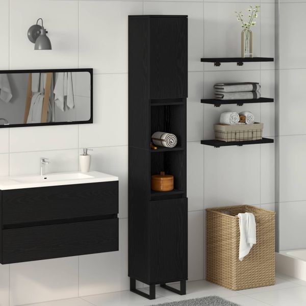 Шкаф за баня с рафт Черния дъб 30 x 30 x 190 см Инженерно дърво