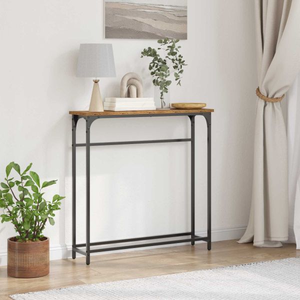 Конзолна маса Старо дърво 75 x 19,5 x 75 см Инженерно дърво
