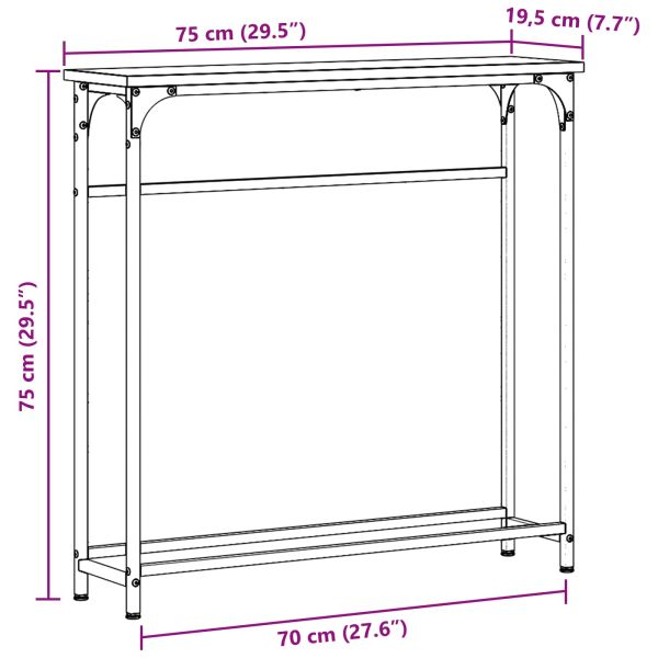 Конзолна маса Черния дъб 75 x 19,5 x 75 см Инженерно дърво