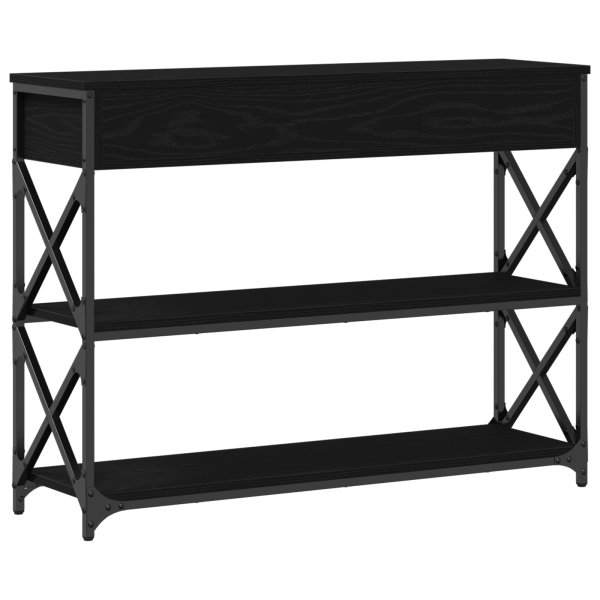 Конзолна маса с чекмедже с рафт Черен дъб 100 x 28 x 75 см