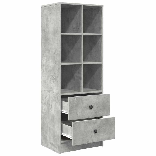 Висок шкаф с чекмедже Циментено сиво 45,5 x 34 x 127 см