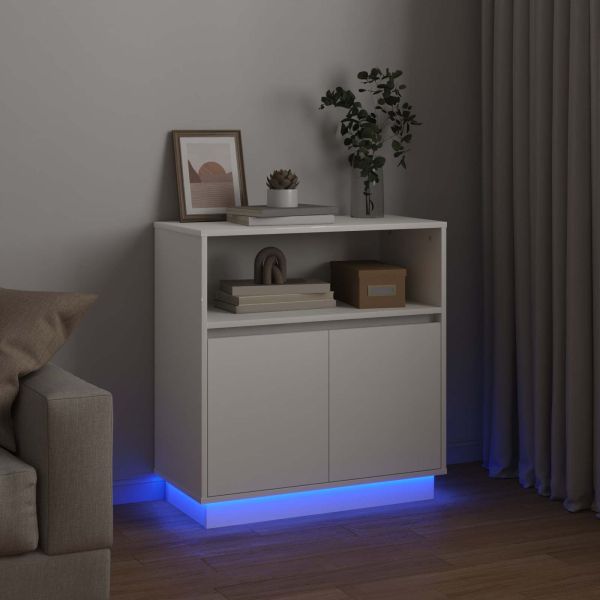 LED конзолна маса Бяло 71 x 34,5 x 75 см Инженерно дърво