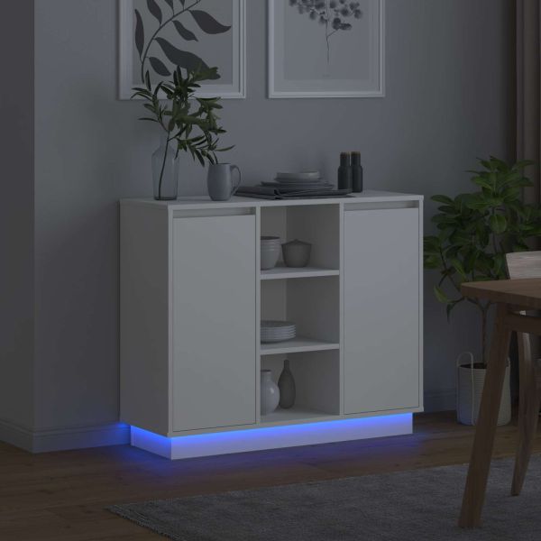 LED конзолна маса Бяло 90 х 32 х 75 см Инженерно дърво