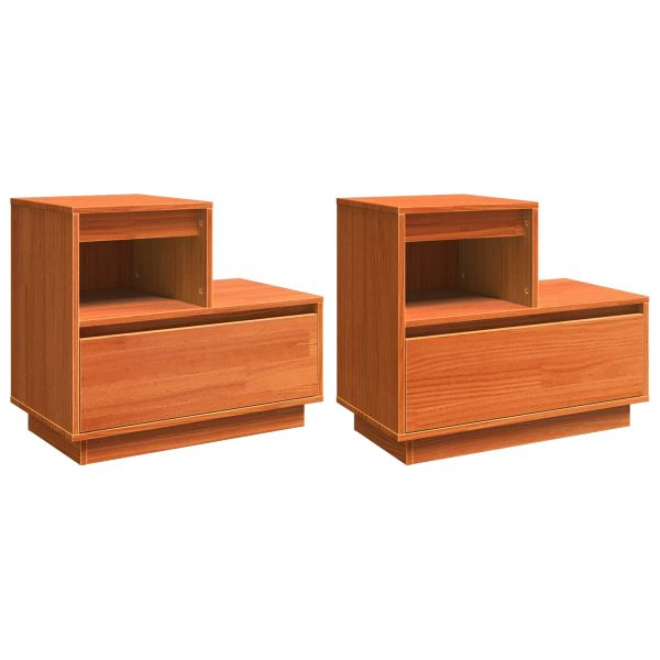 Нощен шкаф 2 pcs Кафяво с восъчно покритие 60 x 34 x 51 см