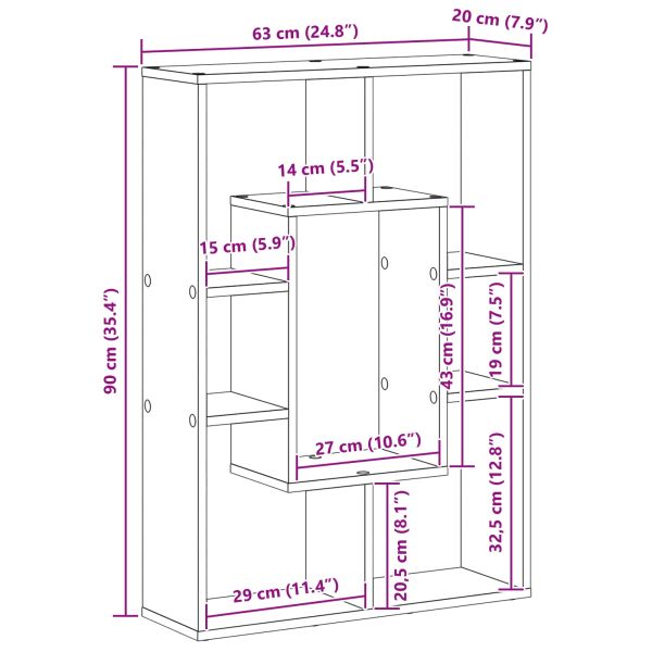 Шкаф за книги Черния дъб 63 x 20 x 90 см Инженерно дърво